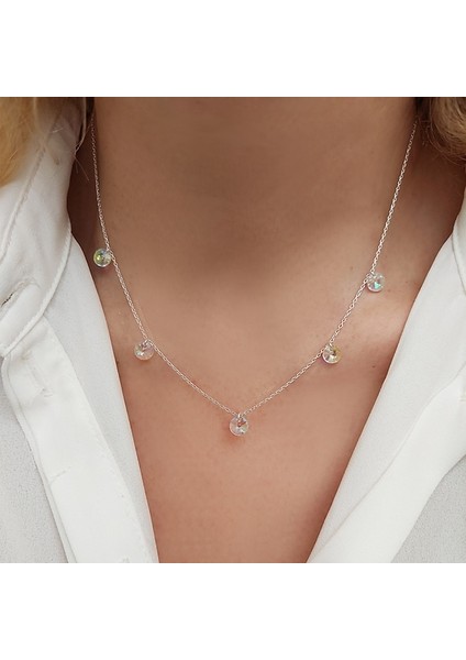 Swarovski Taşlı Kadın Gümüş Kolye