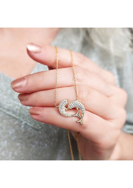 925 Ayar Gümüş Kadın Yunus Balığı Kolye