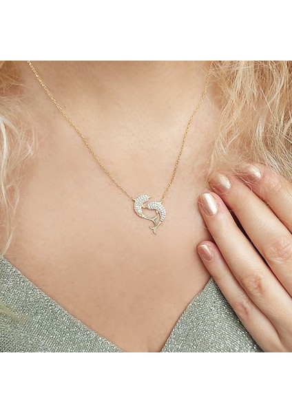 925 Ayar Gümüş Kadın Yunus Balığı Kolye modelleri