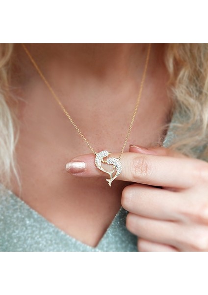 925 Ayar Gümüş Kadın Yunus Balığı Kolye fırsatları