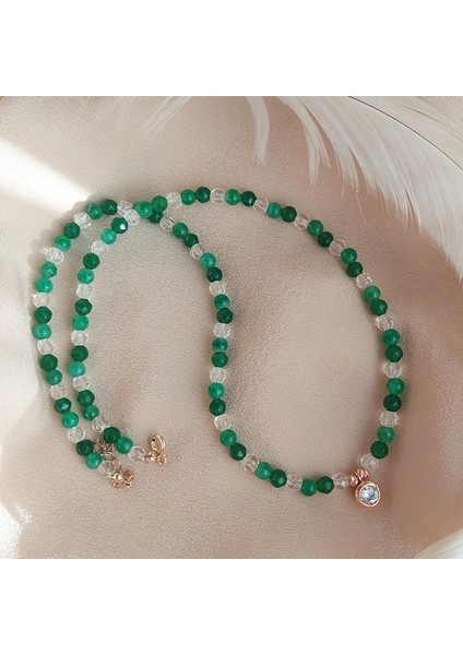 925 Ayar Gümüş Yeşil Jade Taşlı Tektaş Kolye fiyatları