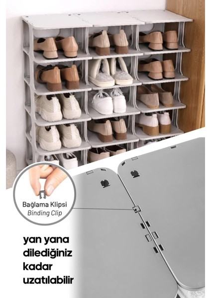 Frapan Home 5 Katlı Plastik Ayakkabılık Raf Düzenleyici Organizer