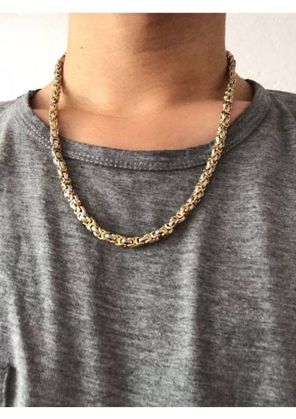 Altın Sarısı Çelik Kral Kolye