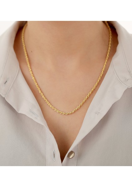 925 Ayar Gümüş Hasır Halat Zincir 50 cm