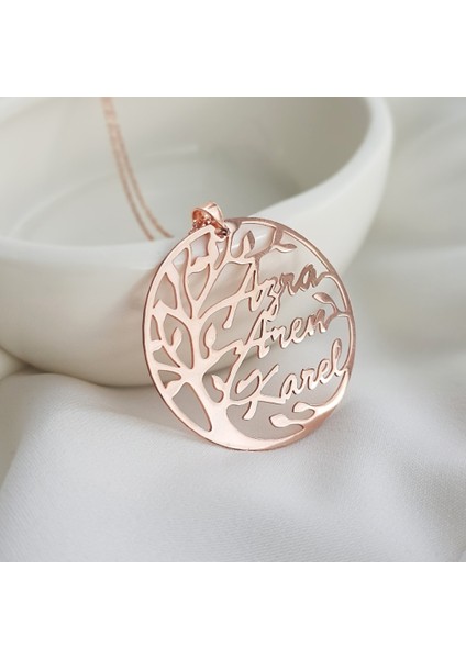 925 Ayar Gümüş Kişiye Özel Isimli Hayat Ağacı Kolye