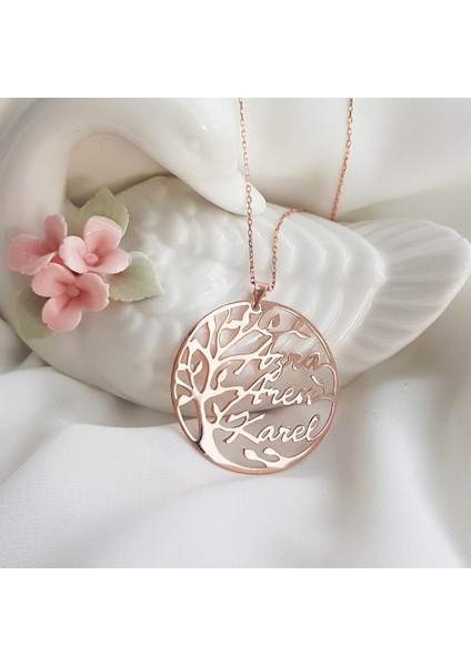 925 Ayar Gümüş Kişiye Özel Isimli Hayat Ağacı Kolye modelleri