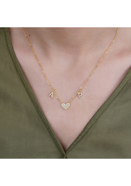 925 Ayar Gümüş Kişiye Özel Kalpli Harf Kolye