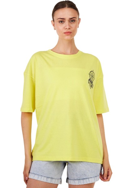 Kadın Oversize Sırt ve Göğüs Baskılı Outdoor Tshirt Psl modelleri
