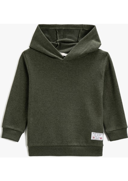 Basic Kapüşonlu Sweatshirt Dokulu