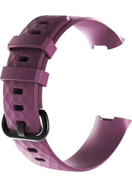 Fitbit Charge 4 Için Large Beden(L Sıze) Silikon Kordon Mor