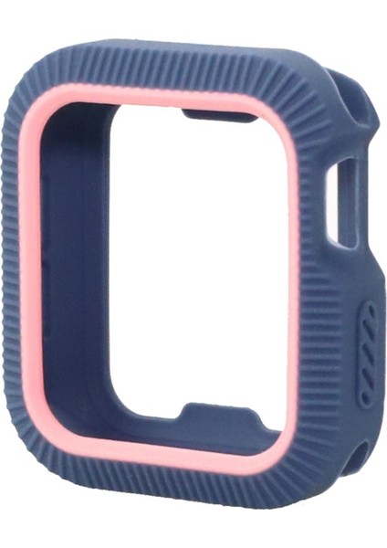 Apple Watch 4 40MM Rock Mavi+Pembe Için Bicolor Yumuşak Silikon Koruyucu Kılıf
