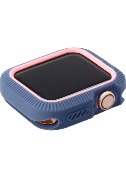Apple Watch 4 40MM Rock Mavi+Pembe Için Bicolor Yumuşak Silikon Koruyucu Kılıf