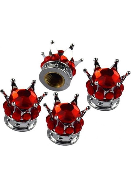 Crown Lastik Valf Gövdesi Kapaklar Rhinestone 6 Adet