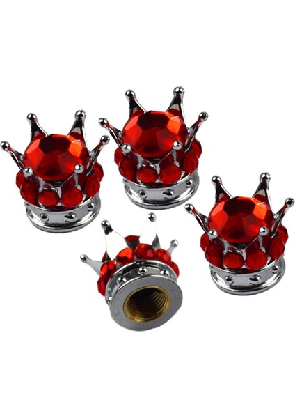 Crown Lastik Valf Gövdesi Kapaklar Rhinestone 6 Adet