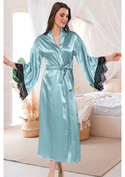 5903 Saten Kimono-Mint