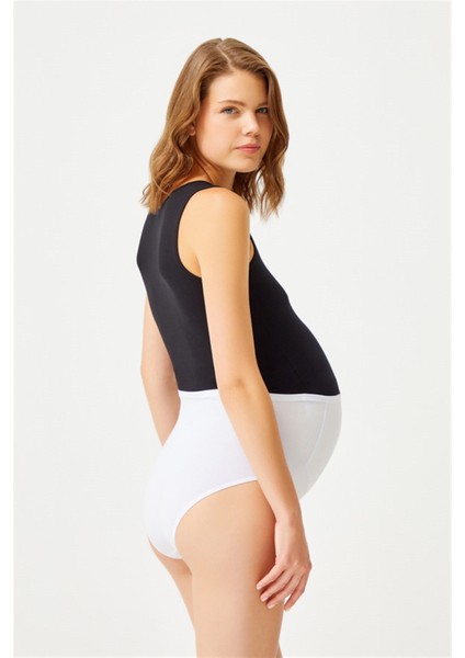 Beyaz Pamuklu Yüksek Bel Hamile Bikini Külot