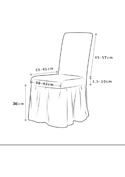 Sandalye Kılıfı Likralı Bürümcük Etekli Lastikli Yıkanabilir Sandalye Örtüsü 6 Adet Burumcuk Sütlü fırsatları