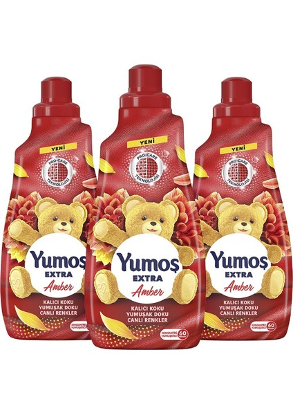 Extra Konsantre Çamaşır Yumuşatıcısı Amber 1440 ml 60 Yıkama x 3 Adet