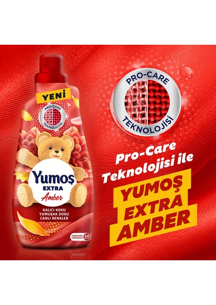 Extra Konsantre Çamaşır Yumuşatıcısı Amber 1440 ml 60 Yıkama x 3 Adet