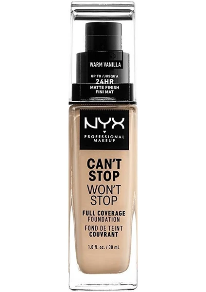 Nyx Fondöten - Can't Stop Won't Stop Full Coverage Foundation 6.3 Warm Vanilla 30 ml