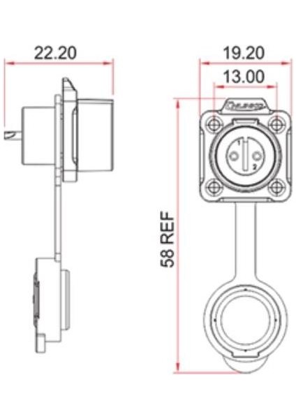 LP-12-J02SX-02-401 2-Pin Su Geçirmez Konnektör - Dişi