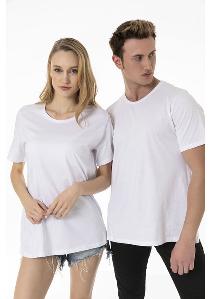Unisex Pamuklu Bisiklet Yaka Kısa Kollu T-Shirt fiyatları