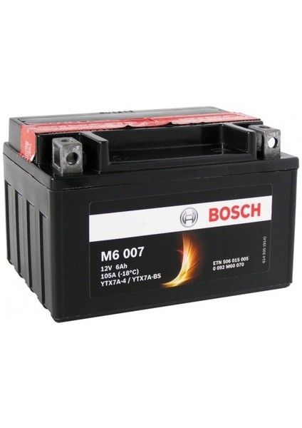 M6007 YTX7A-BS 12 V 6 Amper Motosiklet Akü