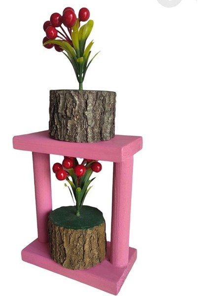 Ahşap Çam Ağacı Çiçeklik Saksılık Mumluk Raf 15*18 cm Çiçeksiz