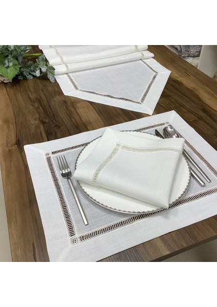 Oya Home Kolber Detaylı Amerikan Servis & Peçete & Runner Set - 13 Parca