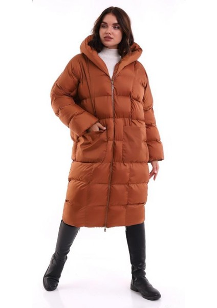Kadın Kapüşonlu Uzun Versiyon Çift Cepli Oversize Şime Mont fırsatları