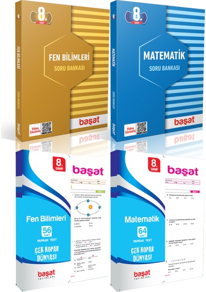 Başat Yayınları 8. Sınıf Fen Bilimleri-Matematik Soru Bankası-Çek Kopar Yaprak Test