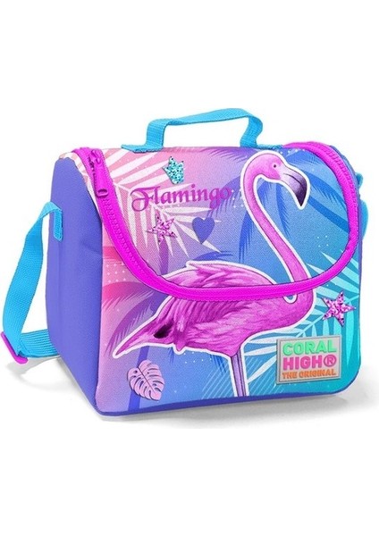 Lavanta Pembe Flamingo Desenli Okul Çanta Seti