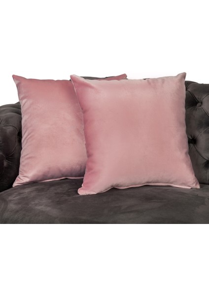 Kare Pembe Kırlent Içi Elyaf Dolgulu Gizli Fermuarlı