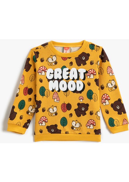 Hayvan Grafik Baskılı Sweatshirt Pamuklu