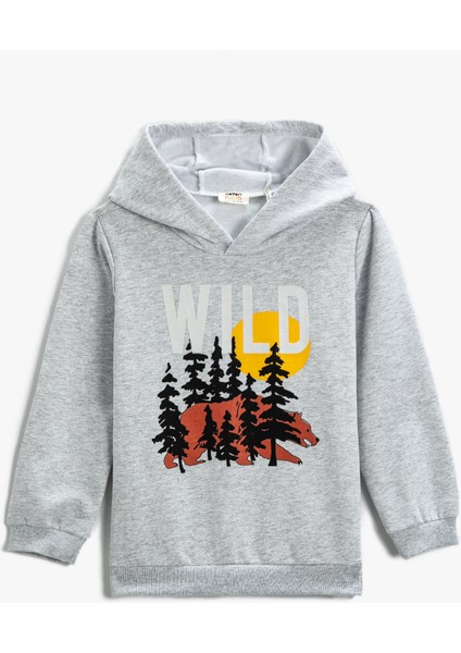 Baskılı Kapüşonlu Sweatshirt