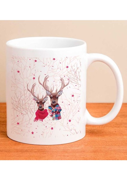 Yeni Yıla Özel Kupa Bardak - Geyikli