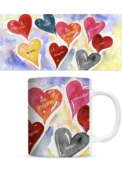 Sevgililer Gününe Özel Kupa Bardak - Kalpler fiyatları