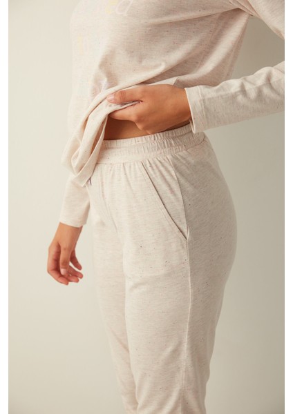 Bej Melanj Colorful Dots Cuff Pantolon Pijama Altı fiyatları