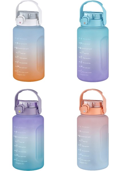 Büyük Boy Motivasyon Matarası 2000 ml Mor-Turkuaz SoftTouch Sızdırmaz Kullanım modelleri