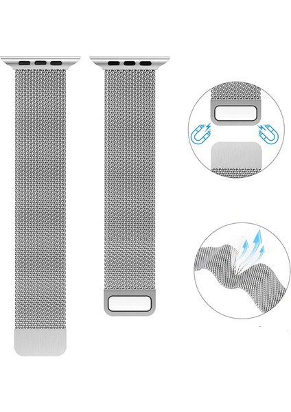 Apple Watch Manyetik Döngü 9/8/7/6/se/5/4/3/2/1 38MM 40MM 41MM Seri 10-42mm Paslanmaz Çelik Mıknatıslı Kordon