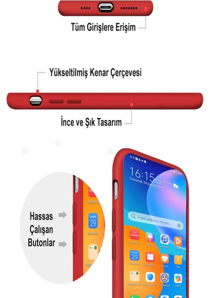 Caseworld Xiaomi Redmi Note 7 Kapak Içi Kadife Kamera Korumalı Lansman Silikon Kılıf - Kırmızı