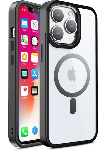 Apple iPhone 12 Pro Kılıf Kamera Çıkıntılı Krom Metal Buton Wireless Şarj Magsafe Case