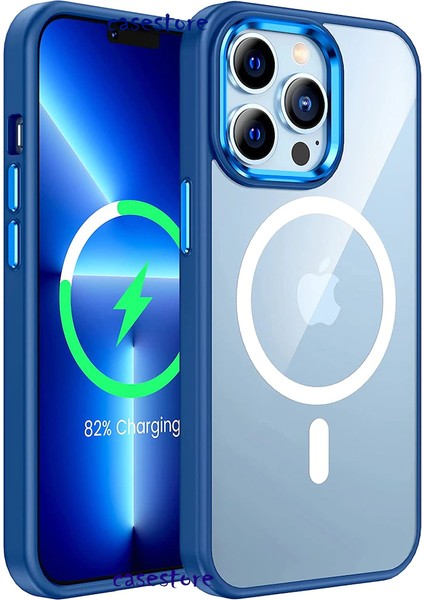 Apple iPhone 12 Pro Kılıf Kamera Çıkıntılı Krom Metal Buton Wireless Şarj Magsafe Case