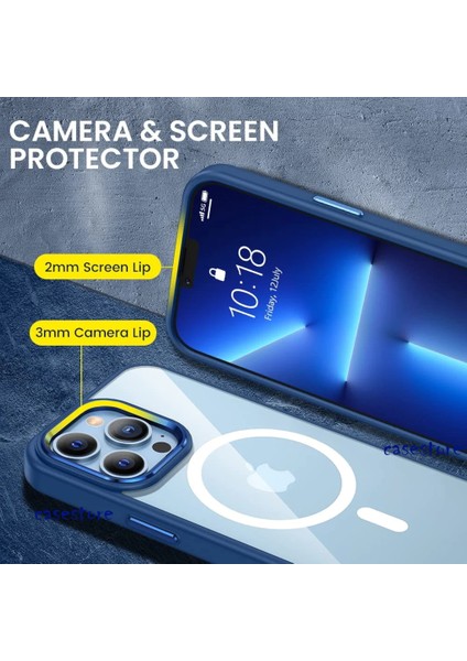 Apple iPhone 12 Pro Kılıf Kamera Çıkıntılı Krom Metal Buton Wireless Şarj Magsafe Case