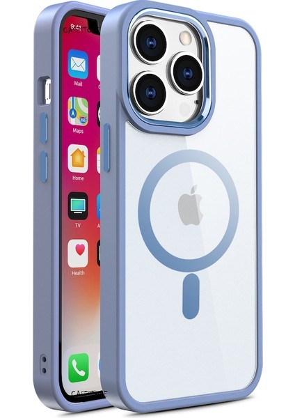 Apple iPhone 12 Kılıf Kamera Çıkıntılı Krom Metal Buton Wireless Şarj Magsafe Case