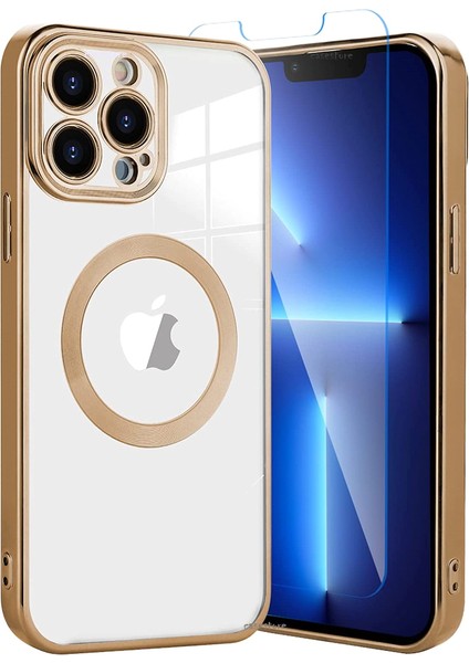 Apple Iphone 13 Pro Max Kılıf Kamera Çıkıntı Koruma Parlak Renkli Manyetik Magsafe Halkalı
