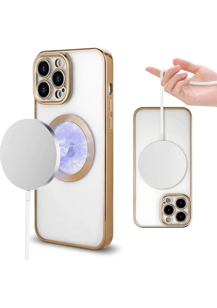Apple Iphone 13 Pro Max Kılıf Kamera Çıkıntı Koruma Parlak Renkli Manyetik Magsafe Halkalı