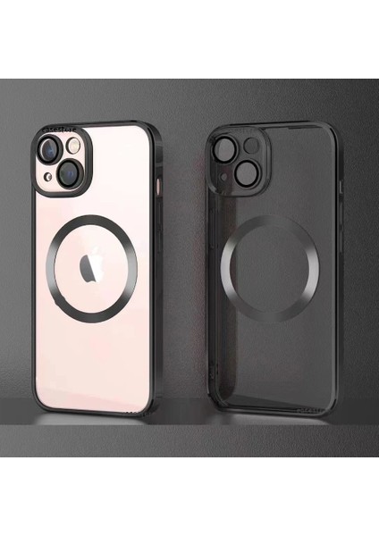 Apple Iphone 13 Kılıf Kamera Çıkıntı Koruma Parlak Renkli Manyetik Magsafe Halkalı Şeffaf