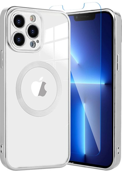 Apple Iphone 12 Kılıf Kamera Çıkıntı Koruma Parlak Renkli Manyetik Magsafe Halkalı Şeffaf