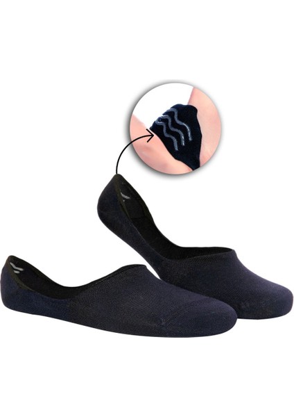 Premium 9'lu Dikişsiz Burunlu Kaydırmaz Silikon Topuklu Bambu Babet Çorap - Lacivert fiyatları